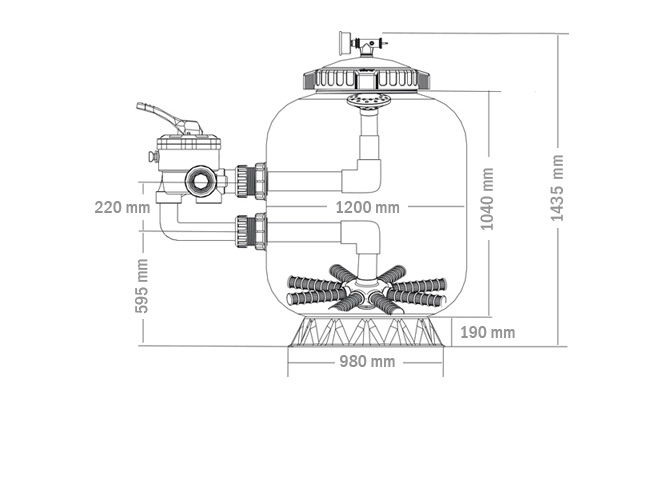 Dimensi Fb 1200 Sand filter